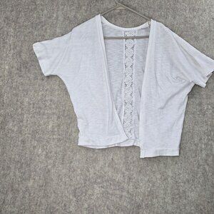 The Childrens Place White Lace-Trimmed Kimono Cardigan L/G 10/12